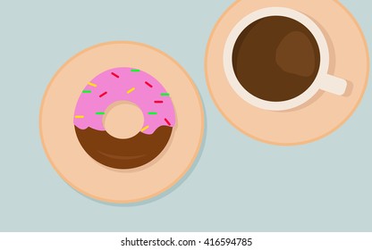 doughnut and coffee flat design