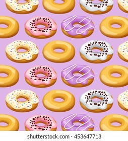 Doughnut Colorful Pattern : Vector Illustration