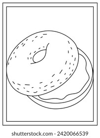 Doughnut coloring page designed in hand drawn vector 