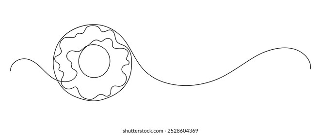 Rosca. Desenho de linha contínuo. Moldura de comida.  