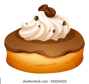 Doughnut with cream and coffee flavor illustration
