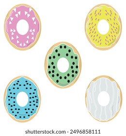 Doughnut Cute Vector Art with Colorful Toppings