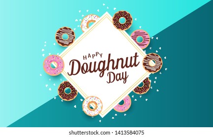 Doughnut Day Card Or Background. Vector Illustration.