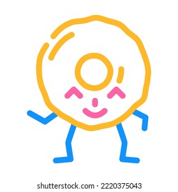 doughnut dessert character color icon vector. doughnut dessert character sign. isolated symbol illustration