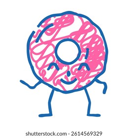 doughnut dessert character doodle icon sketch vector. doughnut dessert character sign. isolated symbol illustration
