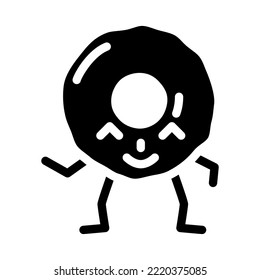 doughnut dessert character glyph icon vector. doughnut dessert character sign. isolated symbol illustration