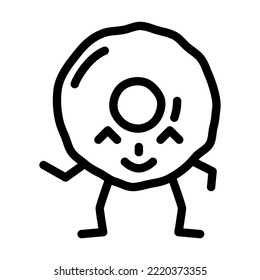 doughnut dessert character line icon vector. doughnut dessert character sign. isolated contour symbol black illustration