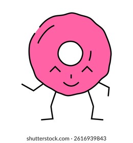 doughnut dessert character line icon vector. doughnut dessert character sign. isolated symbol illustration