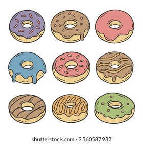 Doughnut Donut Doodle Style Illustration