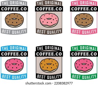 Icono de nuez o de donut con texto aislado en fondo blanco