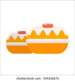 Doughnut or donut vector icon illustration. Fried ring dough nut confectionary in flat design. Bakery product symbol.