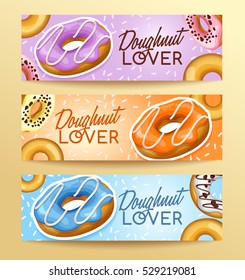 Doughnut Elements : Horizontal Banner : Vector Illustration 