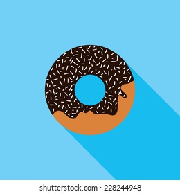 Doughnut flat icon. Modern flat icons with long shadow effect in stylish colors. Icons for Web and Mobile Application. EPS 10.