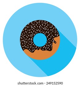  Doughnut flat icon. Modern flat icons with long shadow effect in stylish colors. Icons for Web and Mobile Application. EPS 10.