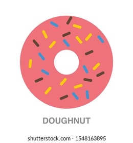 Doughnut flat icon on white transparent background. You can be used doughnut icon for several purposes.