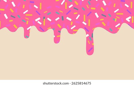 Doughnut glaze background. Doughnut glaze. Sweet pink glaze and sprinkles background banner design