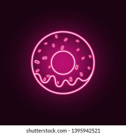 Doughnut glaze neon icon. Elements of fast food set. Simple icon for websites, web design, mobile app, info graphics