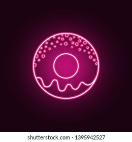 Doughnut glaze neon icon. Elements of fast food set. Simple icon for websites, web design, mobile app, info graphics