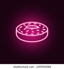 Doughnut glaze neon icon. Elements of fast food set. Simple icon for websites, web design, mobile app, info graphics