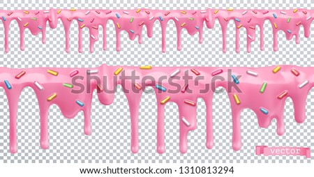 Doughnut glaze. Sweet cream. Seamless pattern. 3d realistic vector