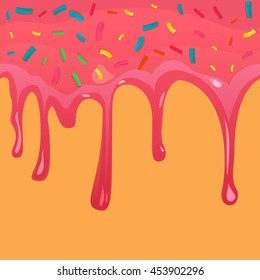 Doughnut glaze sweet pattern dripping. Confectionery delicious glaze seamless. Vector illustration eps10