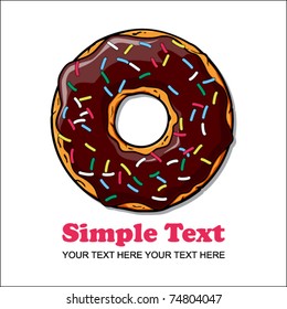 Doughnut greeting card. Vector. Place for your text.
