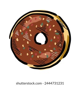 doughnut hand drawing cartoon vector 