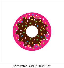 Doughnut Icon, Donut Icon, Yeast Raised Ring Shape Sweet Snack, Fried Dough Confection, Dessert Food Vector Art Illustration