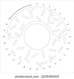 Doughnut Icon Dot To Dot, Donut Icon, Fried Dough Confection, Dessert Food Vector Art Illustration, Connect The Dots Puzzle Game