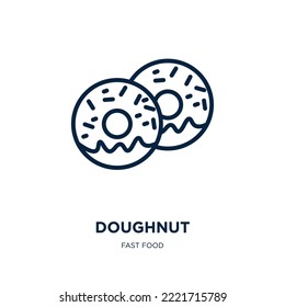 doughnut icon from fast food collection. Thin linear doughnut, cake, bread outline icon isolated on white background. Line vector doughnut sign, symbol for web and mobile