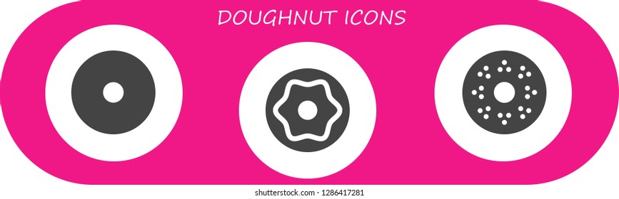  doughnut icon set. 3 filled doughnut icons. Simple modern icons about  - Donut, Doughnut