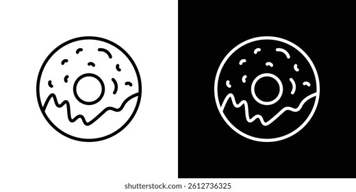Doughnut icon set. Black illustration isolated for graphic and web design