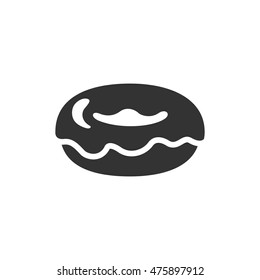 Doughnut icon in single color. Food sweet delicious glazed chocolate dessert
