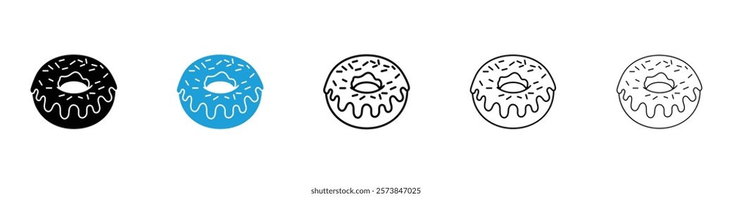 Doughnut icons in filled and 3 stroke weights