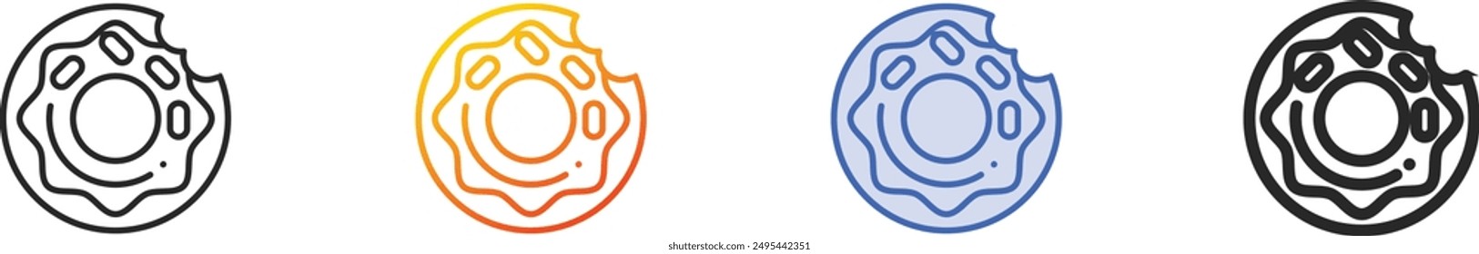 doughnut icon.Thin Linear, Gradient, Blue Stroke and bold Style Design Isolated On White Background
