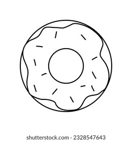 Doughnut inflatable ring for swimming pool or beach, doodle style vector outline for coloring book