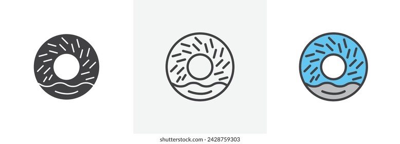 Doughnut Isolated Line Icon Style Design. Simple Vector illustration