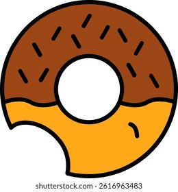 Doughnut Line Filled Vector Icon Design
