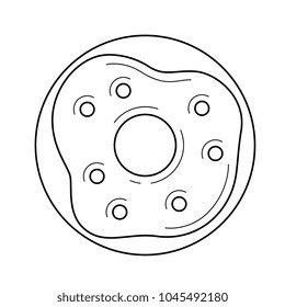 Doughnut line icon isolated on white background. Vector line icon of glazed doughnut for infographic, website or app.