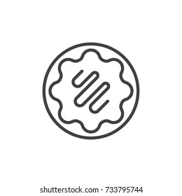 Doughnut line icon, outline vector sign, linear style pictogram isolated on white. Sweet dessert symbol, logo illustration. Editable stroke