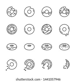 doughnut line icon set with different styles, vector eps10.