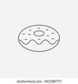 Doughnut line icon for web, mobile and infographics. Vector dark grey icon isolated on light grey background.