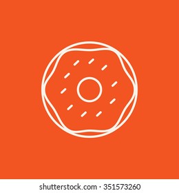 Doughnut Line Symbol für Web-, Mobil- und Infografiken. Vektorweißes Symbol einzeln auf rotem Hintergrund.