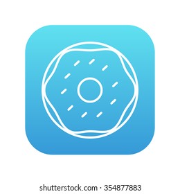 Doughnut line icon for web, mobile and infographics. Vector white icon on the blue gradient square with rounded corners isolated on white background.