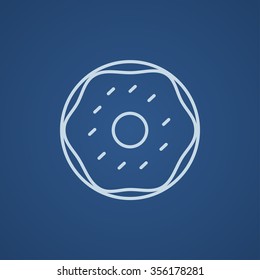 Doughnut Line Symbol für Web-, Mobil- und Infografiken. Vektorhellblaue Symbol einzeln auf blauem Hintergrund.