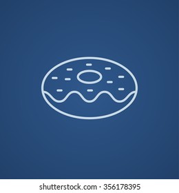 Doughnut line icon for web, mobile and infographics. Vector light blue icon isolated on blue background.