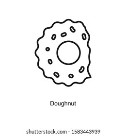 Doughnut linear icon vector on white background. Food black icon illustration