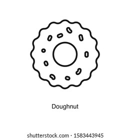 Doughnut linear icon vector on white background. Food black icon illustration