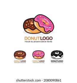 Doughnut logo set vector illustration