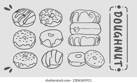 Doughnut Outline Art Vector Pack